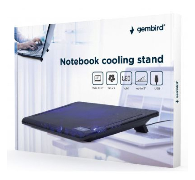 Gembird Підставка під ноутбук Gembird NBS-2F15-01, чорна