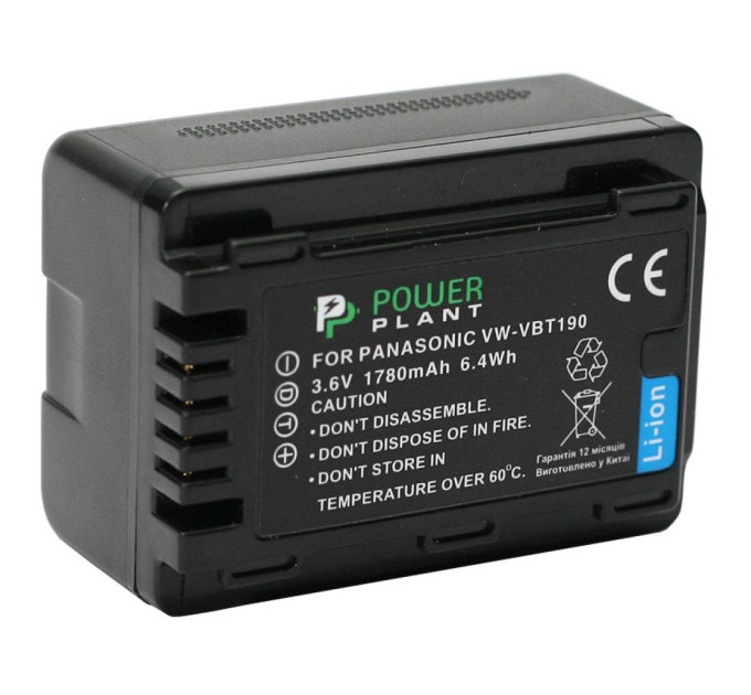 PowerPlant Акумулятор до фото/відео PowerPlant Panasonic VW-VBT190 (DV00DV1412)