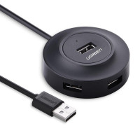 Концентратор Ugreen 4-port 1m USB 2.0 CR106 black (20277)
