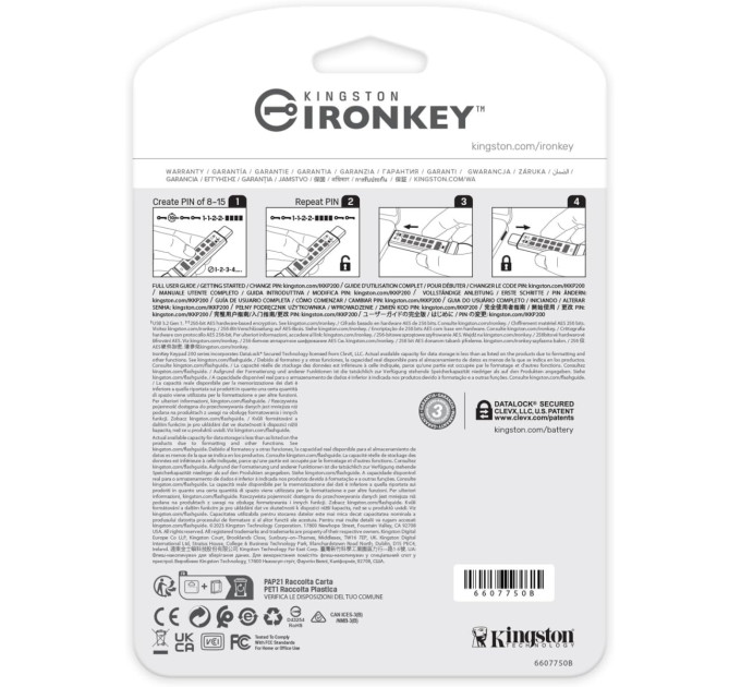 Kingston Флеш-накопичувач USB3.2 128GB Kingston IronKey Keypad 200 Type-C Blue (IKKP200C/128GB)