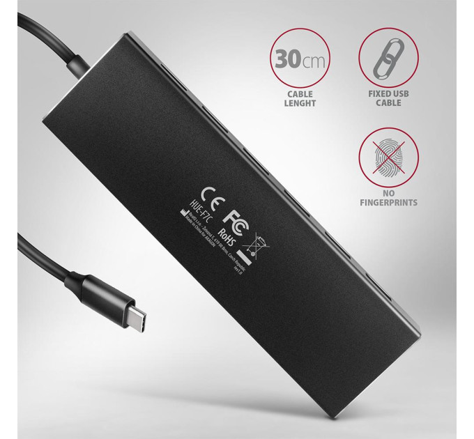 AXAGON Концентратор USB-C 7PORT FLAT 0.3M HUE-F7C AXAGON