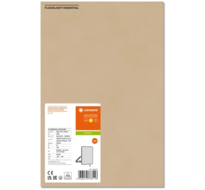 LEDVANCE Прожектор LEDVANCE FL ESSENTIAL 50W 830 BK IP65 (4058075768116)