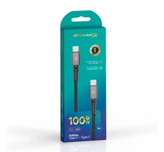 Grand-X Дата кабель USB-C to USB-C 1.0m 100W black Grand-X (CC-08B)