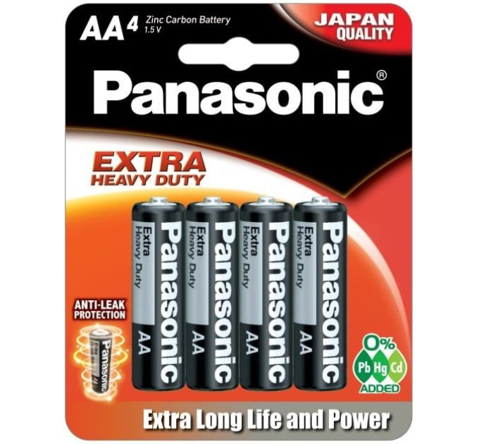 Panasonic Батарейка Panasonic Extra Heavy Duty вугільно-цинкова AA(R6) блістер, 4 шт.