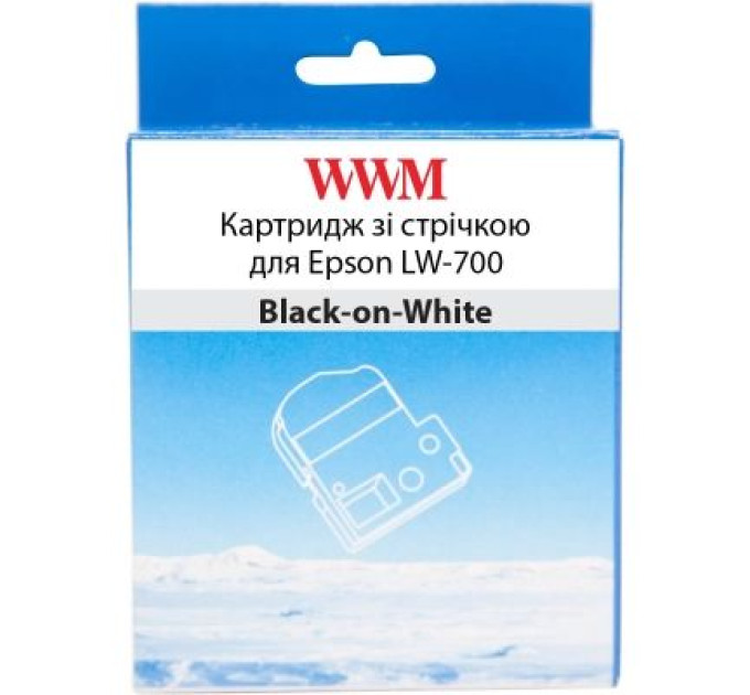 WWM Стрічка для принтера етикеток WWM для Epson LW-700 24mm х 8m Black-on-White (WWM-SS24K)