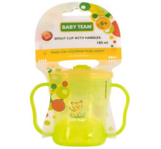 Baby Team Поїльник-непроливайка Baby Team з ручками і складним носиком 180 мл (5002)