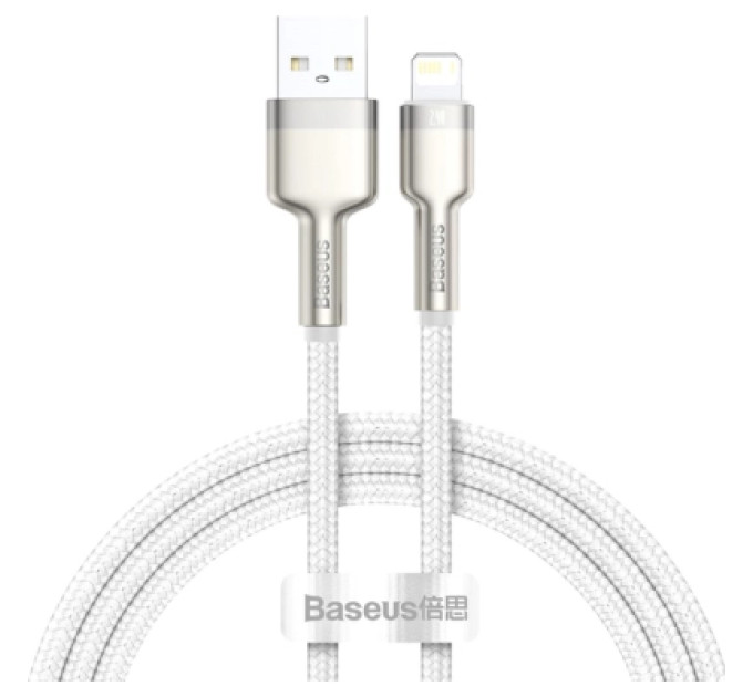 Baseus Дата кабель USB 2.0 AM to Lightning 2.0m Cafule Series Metal 2.4A White Baseus (CALJK-B02)