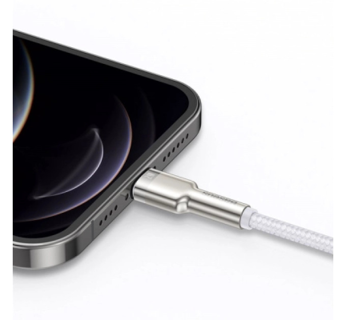 Baseus Дата кабель USB 2.0 AM to Lightning 2.0m Cafule Series Metal 2.4A White Baseus (CALJK-B02)