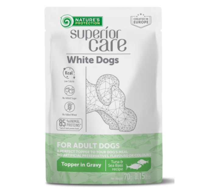 Nature's Protection Вологий корм для собак Nature's Protection Superior Care White Dogs Adult Tuna & Sea Bass 70 г (UNINPSC70012)