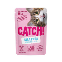 Вологий корм для кішок Catch! з білою рибою та овочами в соусі 85 г (4820261921991)