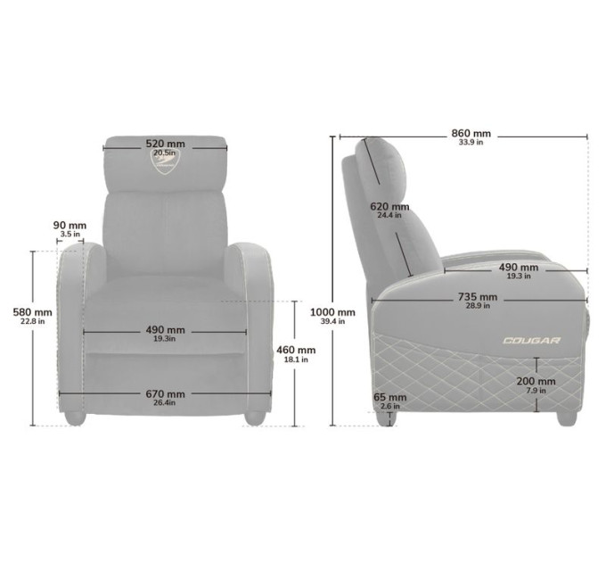 Крісло-софа Cougar RANGER ELITE Army Green, колір зелений