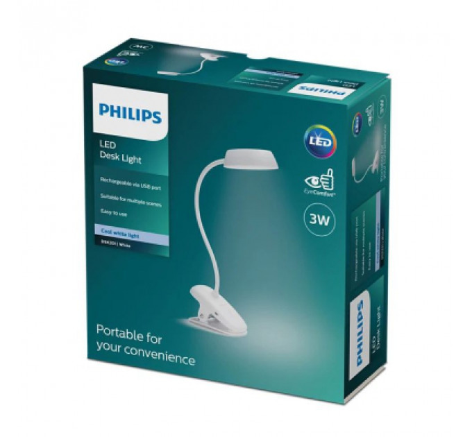 Настільна лампа Philips LED Reading Desk lamp Donutclip білий (929003179707)