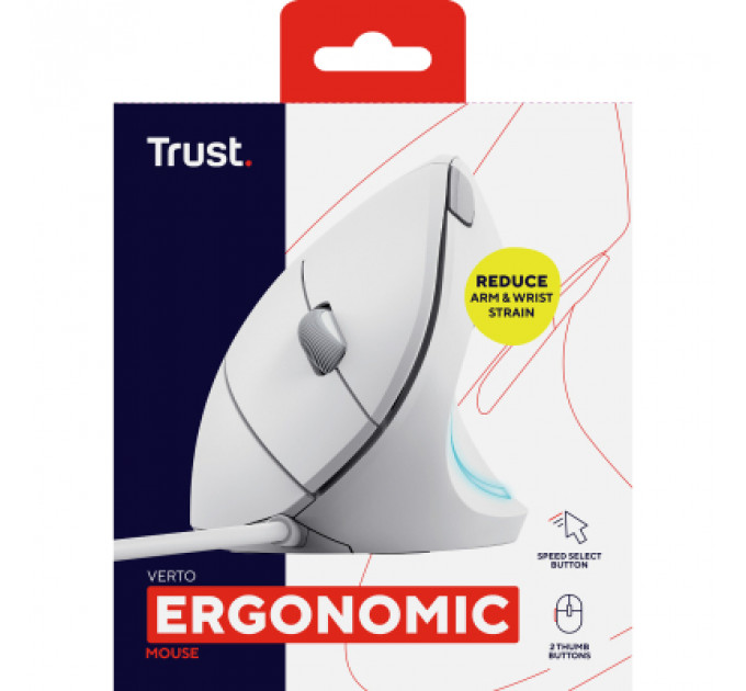 Мишка Trust Verto Ergonomic USB White (25133)