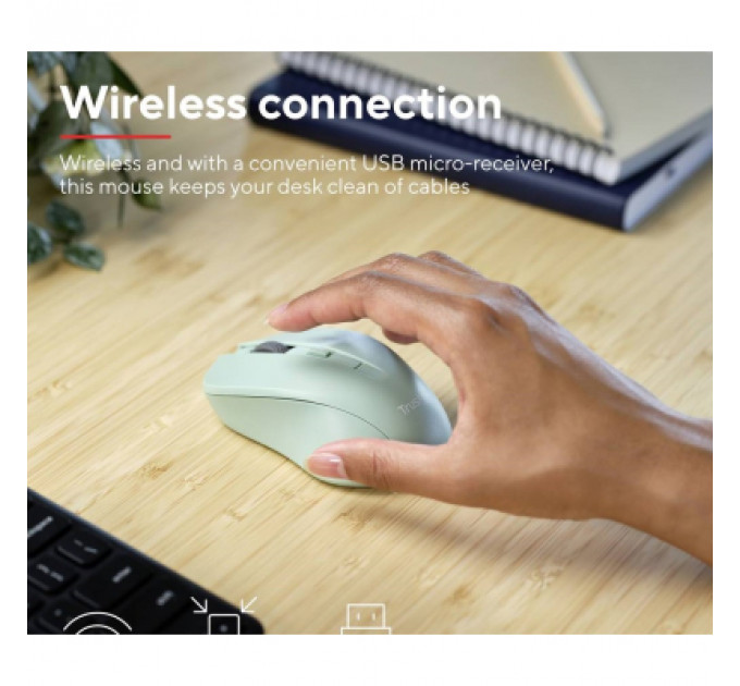 Мишка Trust Mydo Silent Wireless Green (25042)