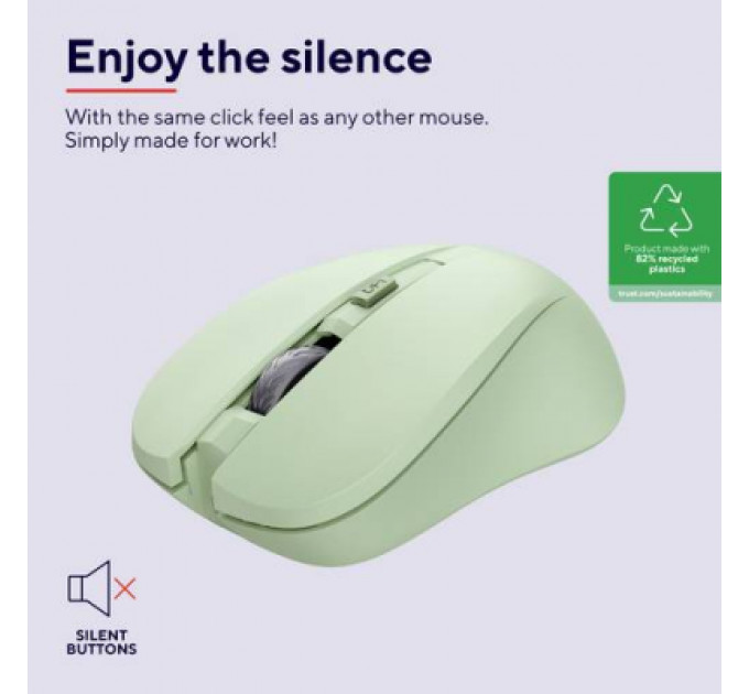 Мишка Trust Mydo Silent Wireless Green (25042)