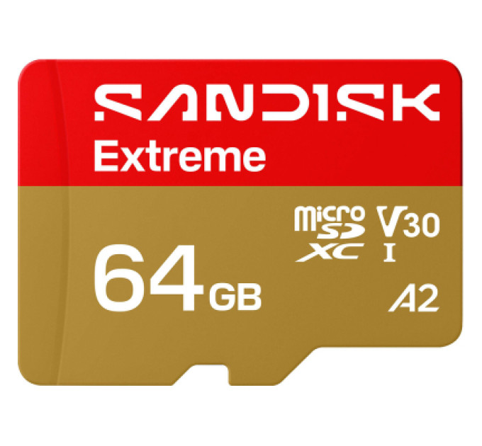 SanDisk Карта пам'яті SanDisk 64GB microSDXC C10 UHS-I U3 A2 V30 R170/W80MB/s Extreme GO (SDSQXGN-064G-GN6MN)