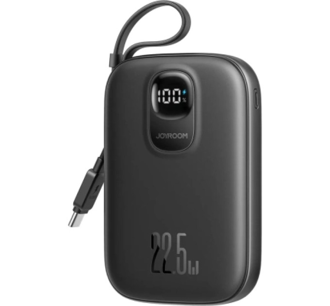 JOYROOM Батарея універсальна JOYROOM 10000mAh, 22.5W, PD, QC, built-in USB-C cable, Black (JR-PBF17)