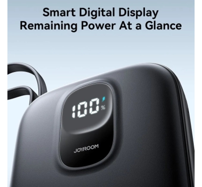 JOYROOM Батарея універсальна JOYROOM 10000mAh, 22.5W, PD, QC, built-in USB-C cable, Black (JR-PBF17)