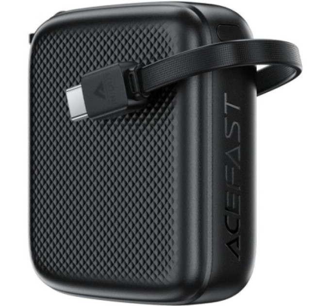 Acefast Батарея універсальна Acefast 10000mAh, 20W, PD, QC/3.0, build Type-C cable, M15, Black (6974316283973)