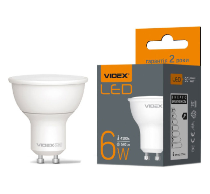 Лампочка Videx LED MR16еD 6W GU10 4100K дімерна (VL-MR16еD-06104)