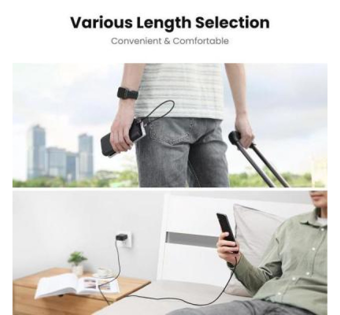 Дата кабель USB 2.0 AM to Micro 5P 2.0m US290 Aluminum Braid Black Ugreen (60148)