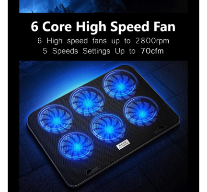 Підставка до ноутбука IceCoorel 10-15.6", 6*60mm 2500 RPM, 2*USB, 353x255x32mm, Black (A9)
