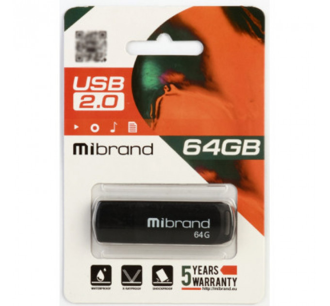 USB флеш накопичувач Mibrand 64GB Mink Black USB 2.0 (MI2.0/MI64P4B)