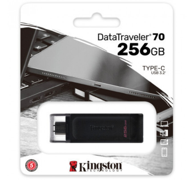 USB флеш накопичувач Kingston 256GB DataTraveller 70 USB 3.2 / Type-C (DT70/256GB)