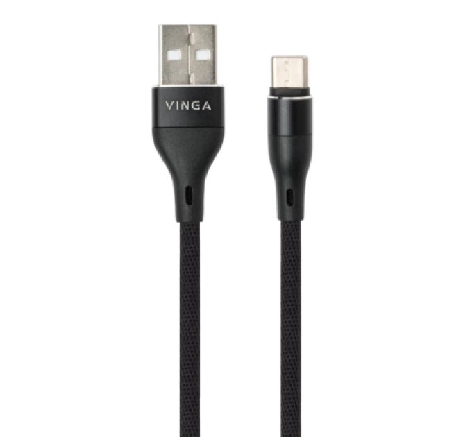 Vinga Дата кабель USB 2.0 AM to USB-C 0.3m cylindric nylon back Vinga (VCPDCTCCANB03BK)