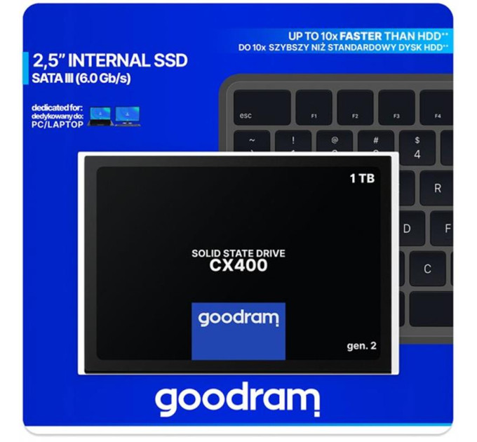 SSD-накопичувач 1ТB GOODRAM CX400 Gen.2 2.5" SATAIII 3D TLC (SSDPR-CX400-01T-G2)