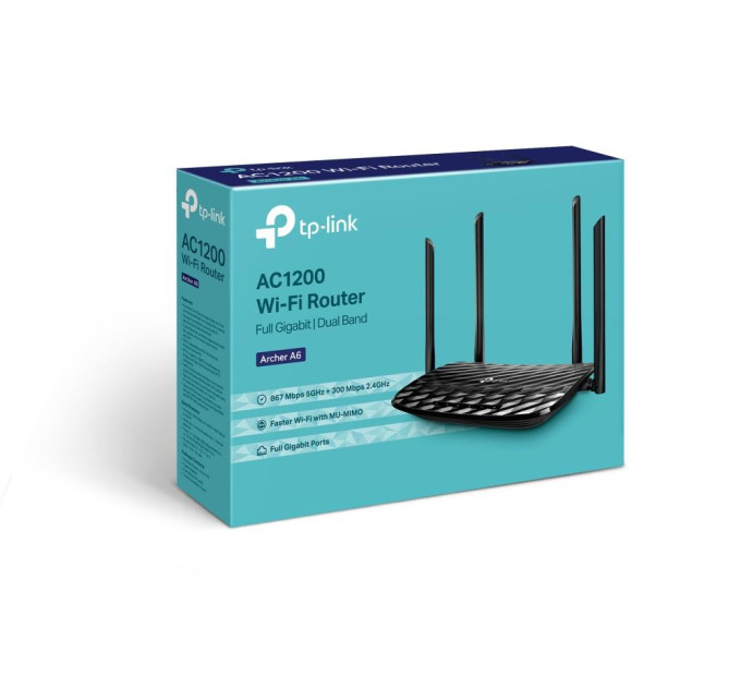 WI-FI роутер TP-Link Archer A6 (AC1200, 4хGE LAN, 1хGE WAN, MU-MIMO, 4 антени)
