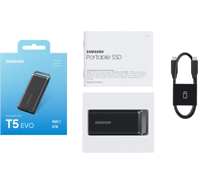 Зовнішній SSD-накопичувач SAMSUNG T5 Evo 4TB USB3.2 Gen1 (MU-PH4T0S/EU)