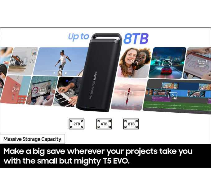 Зовнішній SSD-накопичувач SAMSUNG T5 Evo 4TB USB3.2 Gen1 (MU-PH4T0S/EU)