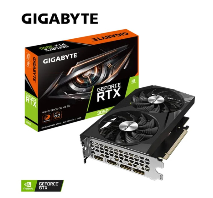 Відеокарта GF RTX 3050 8GB GDDR6 WindForce OC V2 Gigabyte (GV-N3050WF2OCV2-8GD)