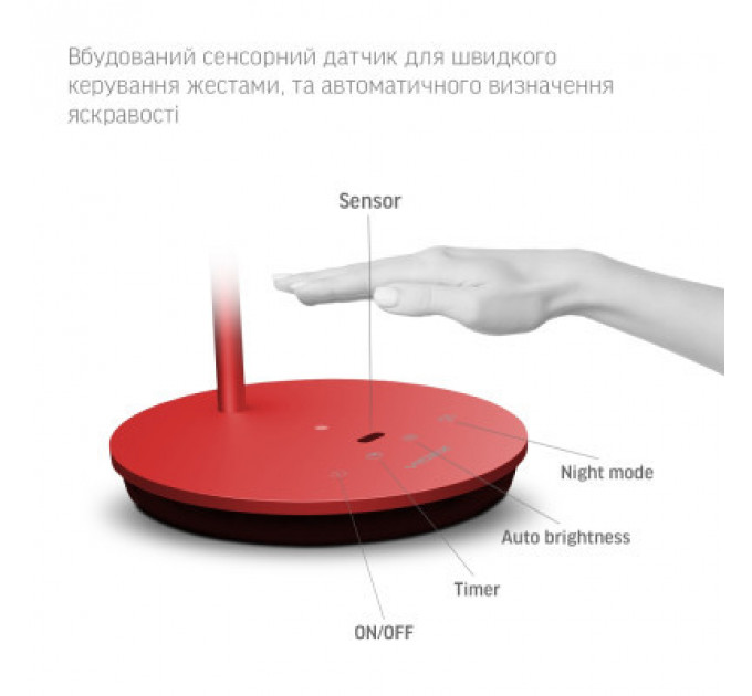 Настільна лампа Videx VL-TF15R 20W 4100K 220V red (26431)