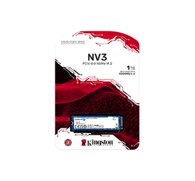 SSD накопичувач Kingston 1TB M.2 NVMe NV3 M.2 2280 PCIe Gen4.0 x4 (SNV3S/1000G)