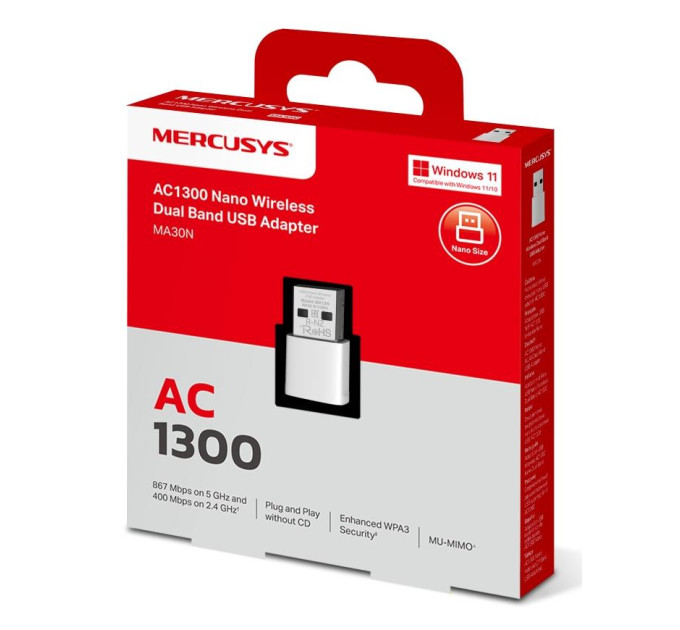 Бездротовий мережевий USB-адаптер  MERCUSYS, MA30N