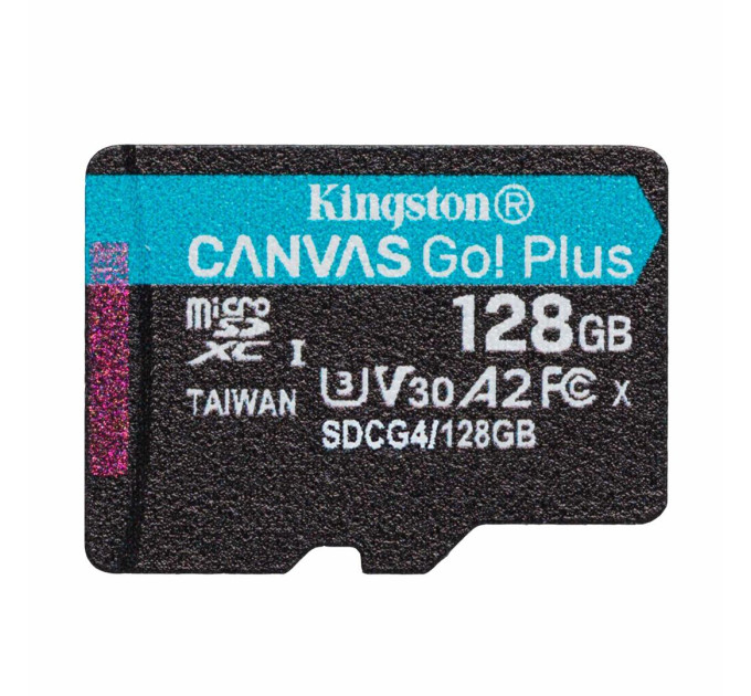 Карта пам'яті MicroSDXC  128GB UHS-I/U3 Class 10 Kingston Canvas Go! Plus R200/W200MB/s (SDCG4/128GBS