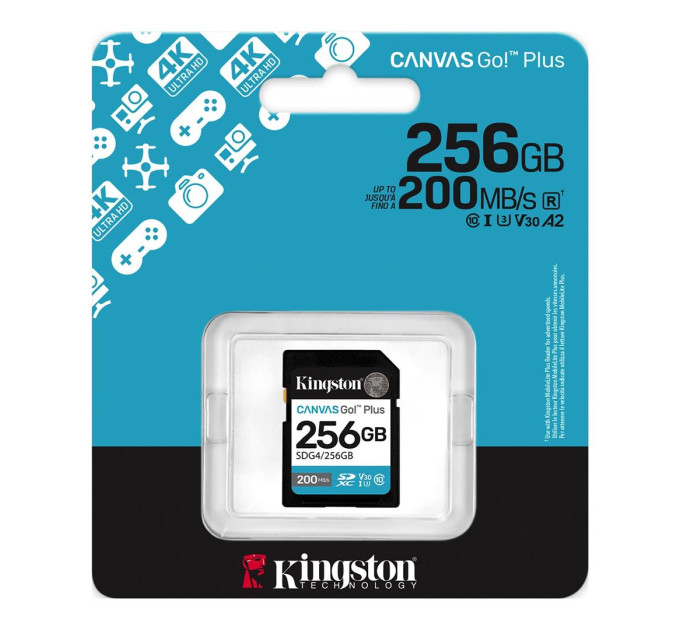 Карта пам'яті Kingston Canvas Go Plus Class 10 UHS-I U3 V30 SDXC 256GB (SDG4/256GB)