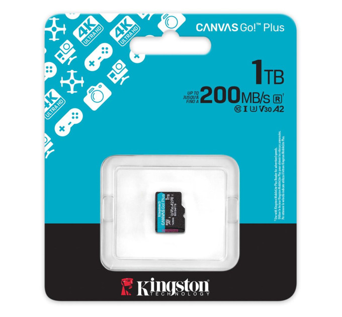 Карта пам'яті MicroSDXC 1TB UHS-I/U3 Class 10 Kingston Canvas Go! Plus R200/W160MB/s (SDCG4/1TBSP)