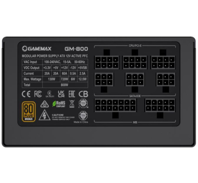 Блок живлення  Gamemax 800W (GM-800 Modular)