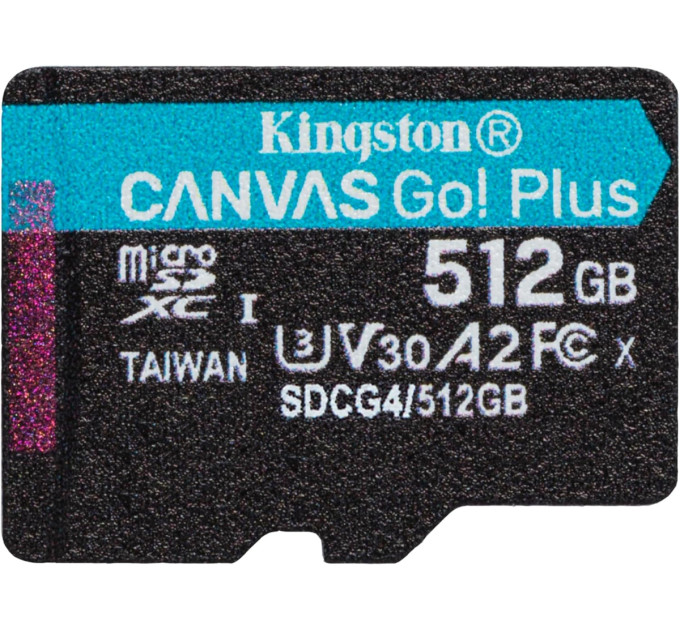 Карта пам'яті MicroSDXC  512GB UHS-I/U3 Class 10 Kingston Canvas Go! Plus R200/W160MB/s
