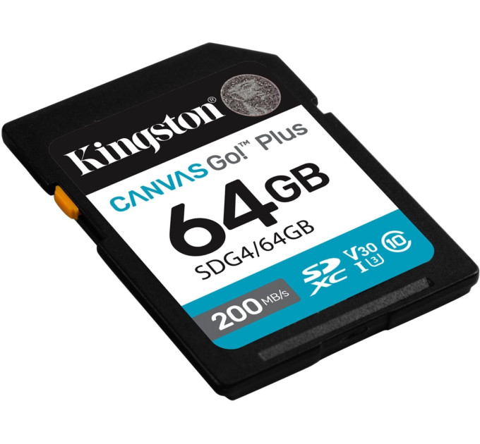Карта пам'яті  Kingston SDXC 64GB Canvas Go! Plus G4 Class 10 UHS-I U3 V30 (SDG4/64GB)