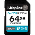 Карта пам'яті  Kingston SDXC 64GB Canvas Go! Plus G4 Class 10 UHS-I U3 V30 (SDG4/64GB)