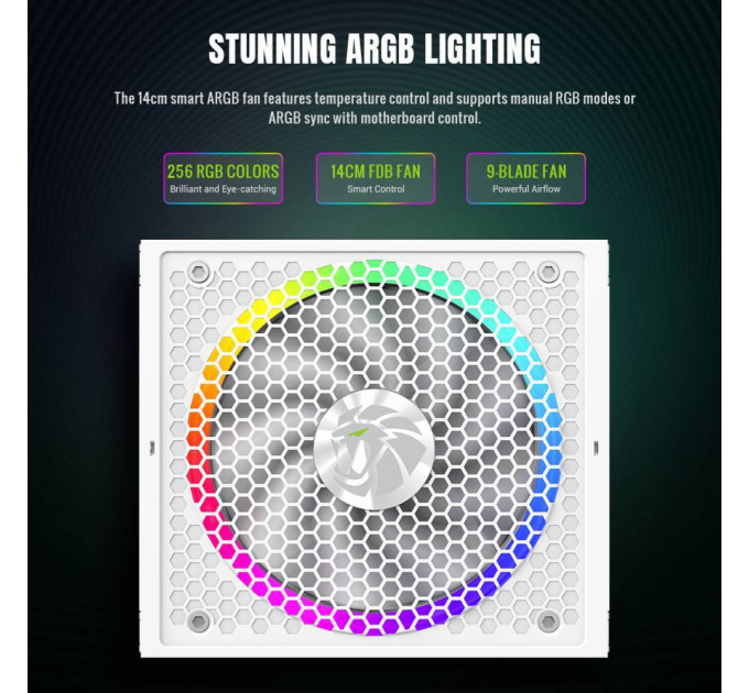 Блок живлення  Gamemax 1050W RGB 1050G WH