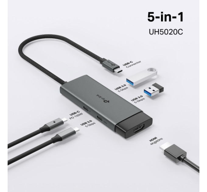 USB Type-C концентратор (Hub)  TP-LINK (UH5020C) Grey
