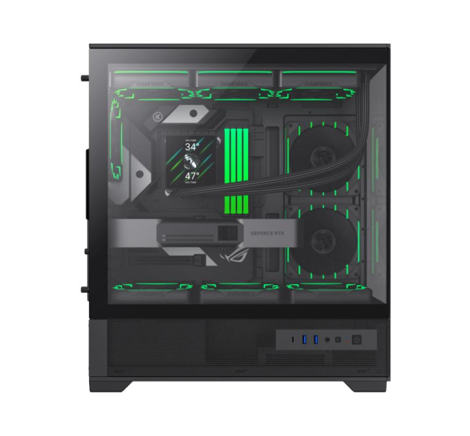 Корпус  Midi Tower без блока живлення   E-ATX,ATX, M-ATX,ITX, Tempered Glass,Mesh,USB3.2