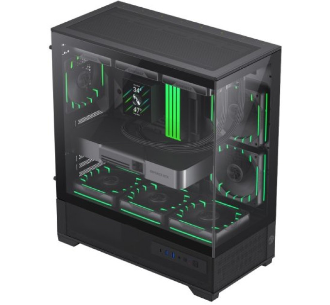 Корпус  Midi Tower без блока живлення   E-ATX,ATX, M-ATX,ITX, Tempered Glass,Mesh,USB3.2