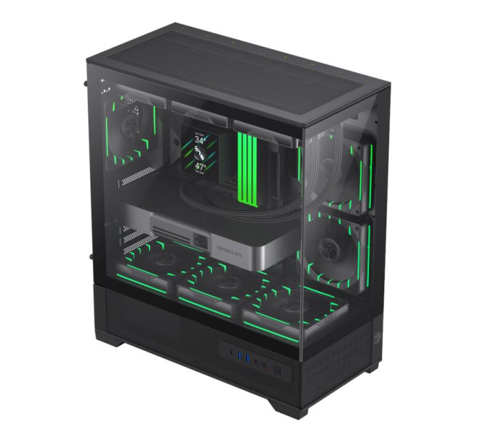 Корпус  Midi Tower без блока живлення   E-ATX,ATX, M-ATX,ITX, Tempered Glass,Mesh,USB3.2