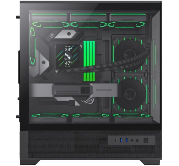 Корпус  Midi Tower без блока живлення   E-ATX,ATX, M-ATX,ITX, Tempered Glass,Mesh,USB3.2